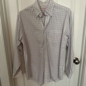 Brooks Brothers Pink and Blue Checkered Sport Shirt - Size Medium